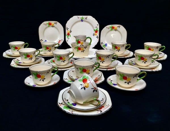Antique Thomas Forester & Sons Phoenix Ware Blossom Tea Set for 12 People